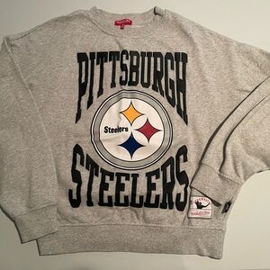 Women’s M Mitchell & Ness Gray Pittsburgh Steelers Crewneck